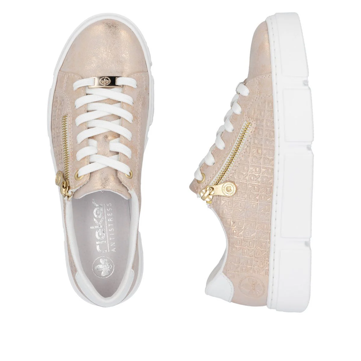 Rieker Women's N5917-90 Nanao Rosegold Zip Platform Sneakers - Image 6