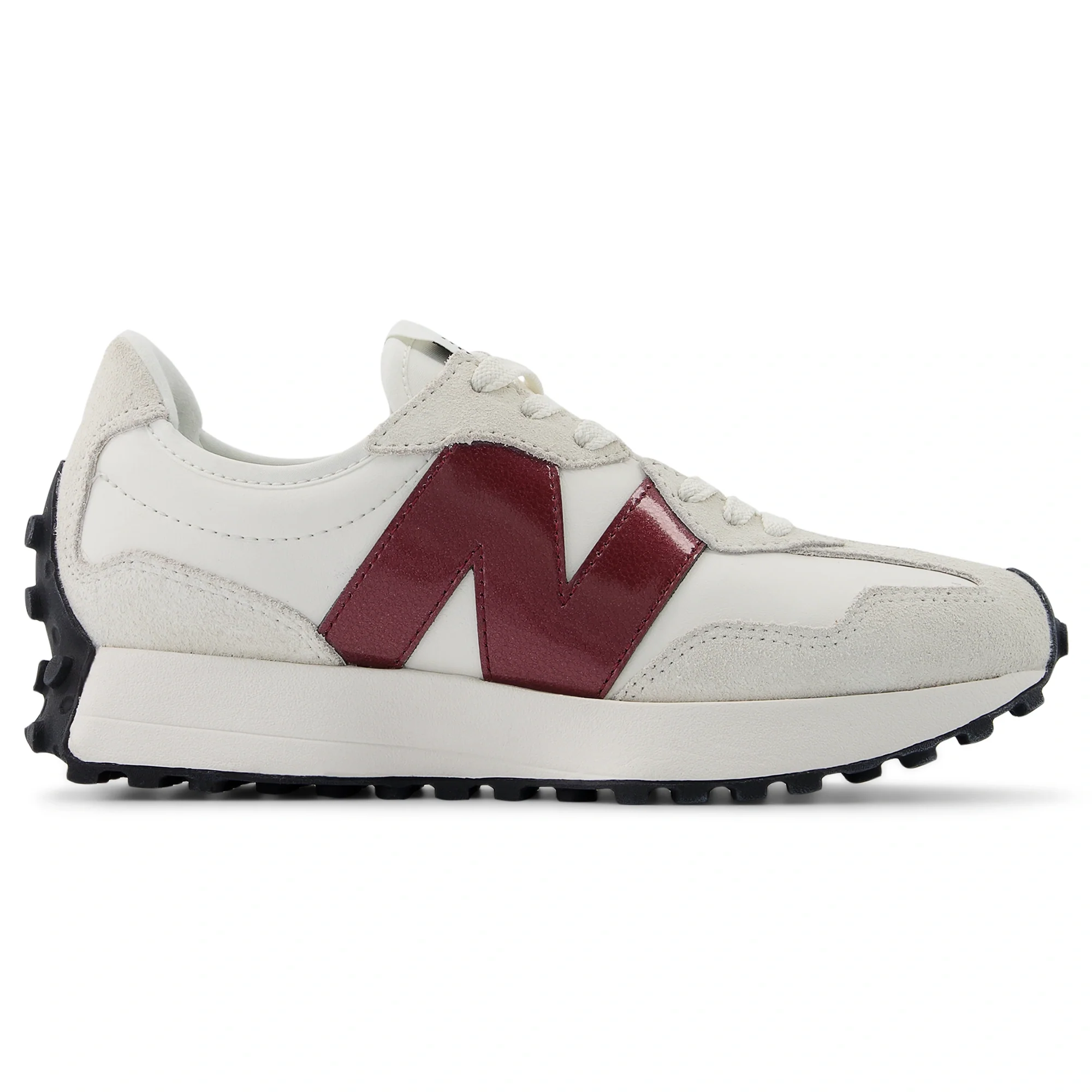 New Balance Women’s 327 Classic Retro Runner — Sea Salt/Burgundy - Image 2