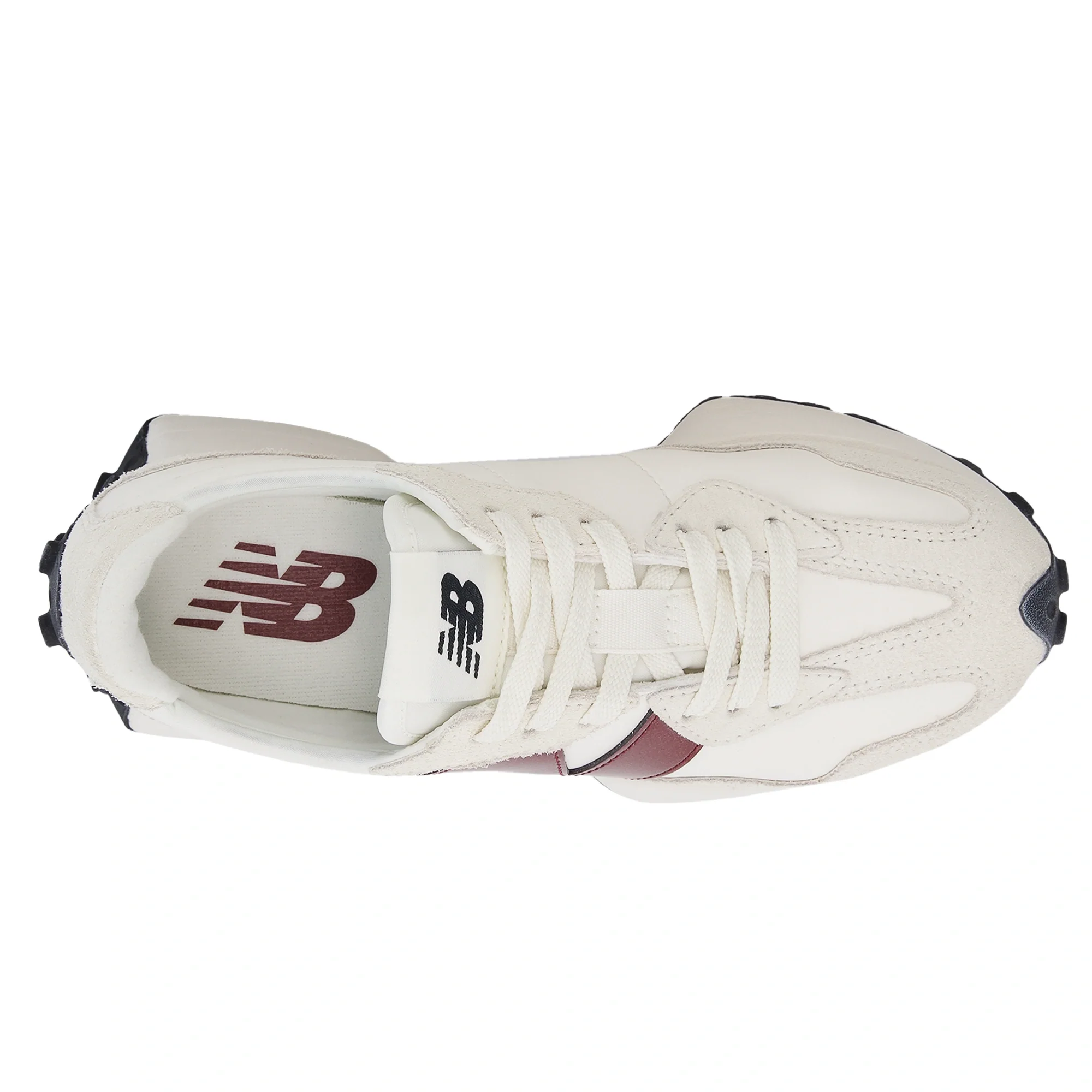 New Balance Women’s 327 Classic Retro Runner — Sea Salt/Burgundy - Image 4