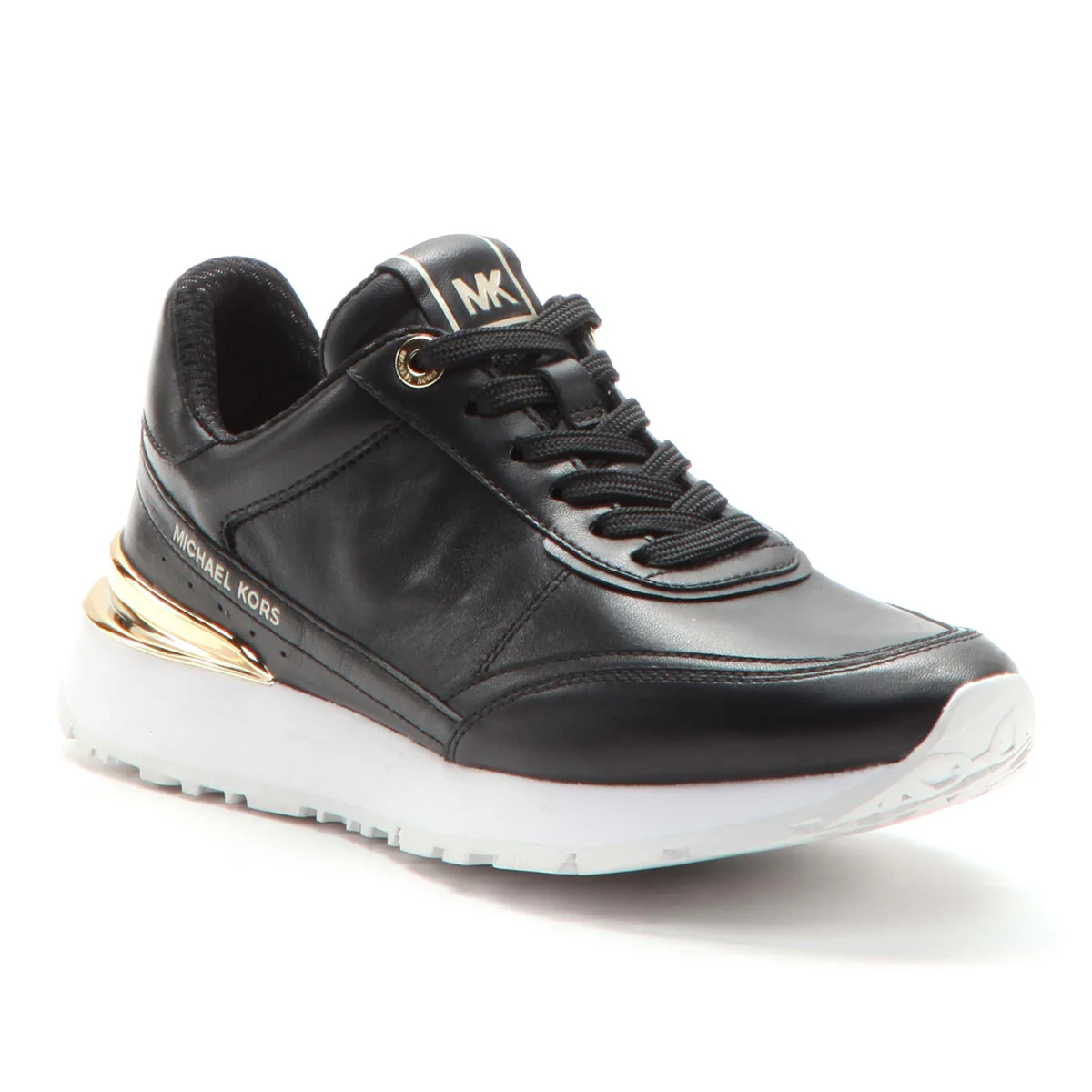 Michael Kors Nova Lace Trainer in Black with Gold Accents