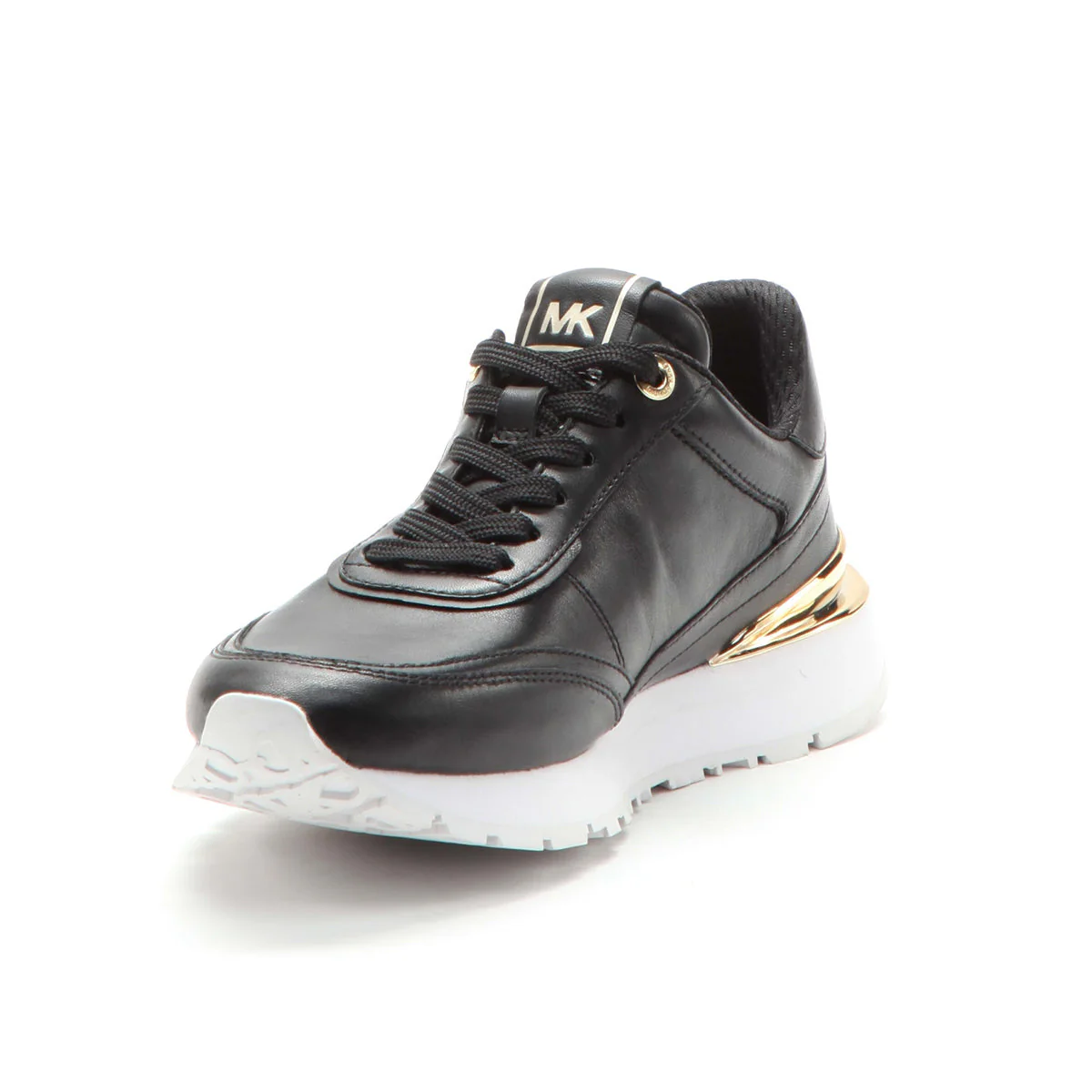 Michael Kors Nova Lace Trainer in Black with Gold Accents - Image 2