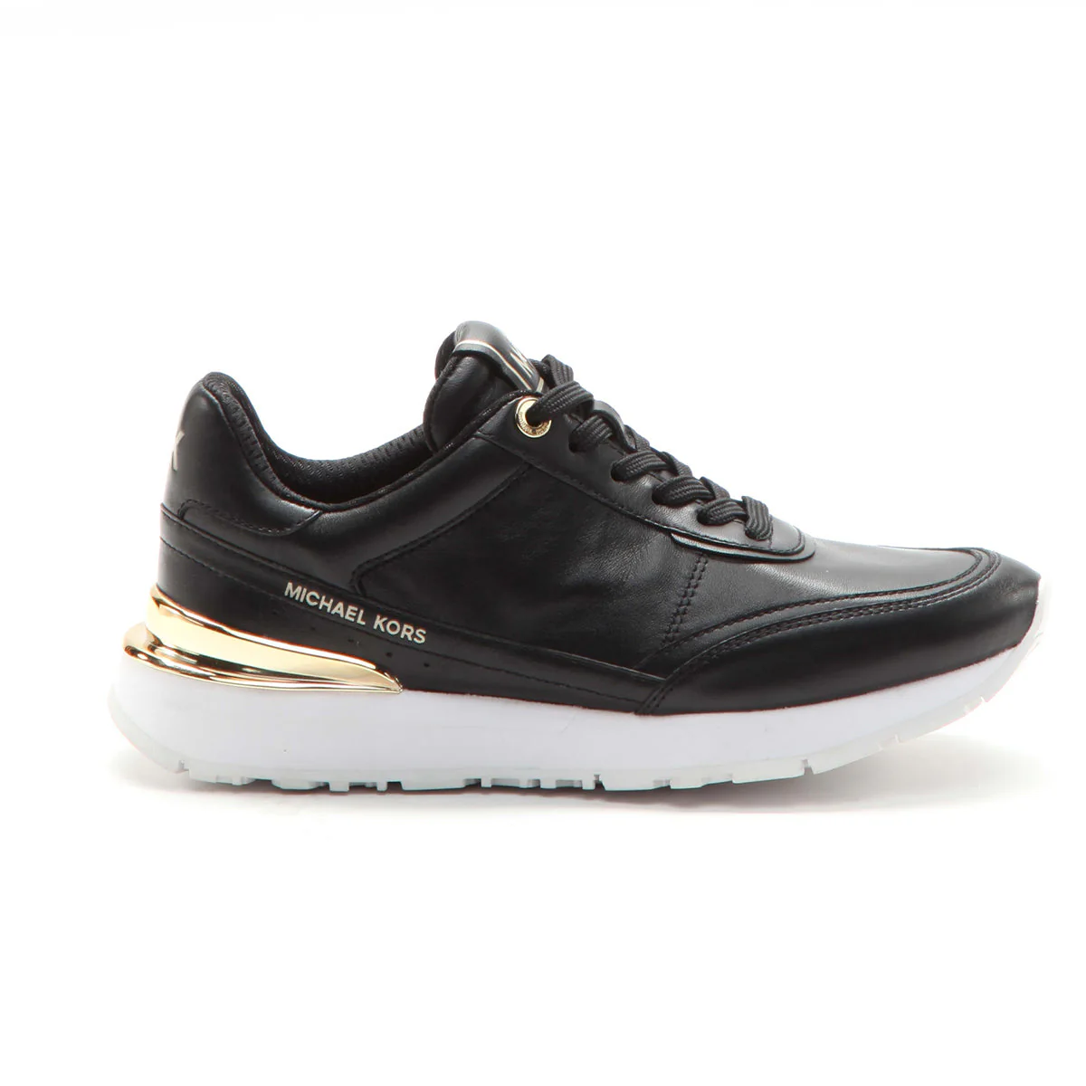 Michael Kors Nova Lace Trainer in Black with Gold Accents - Image 5