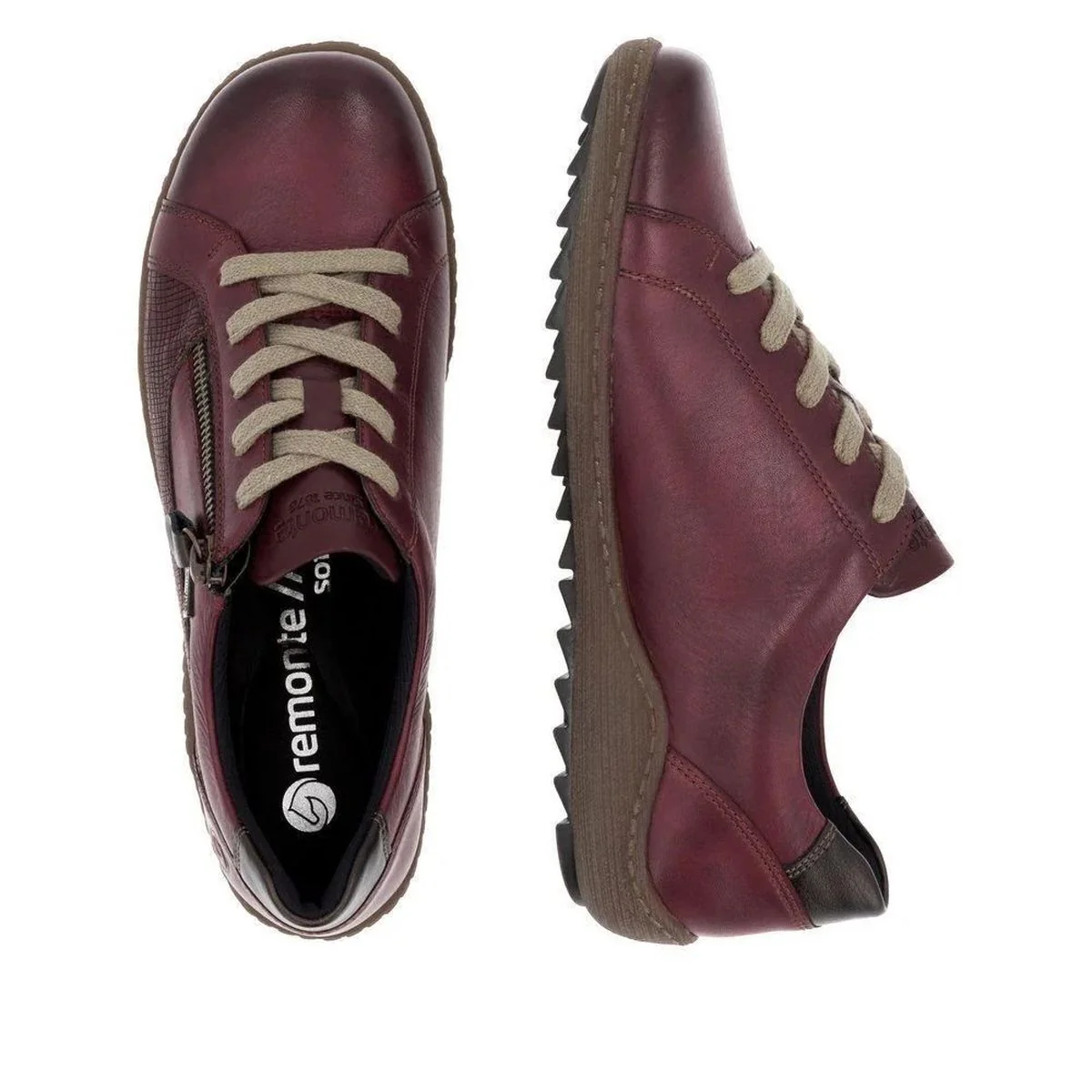 Remonte R1440 Women's Lace Up Shoe in Vino - Image 4