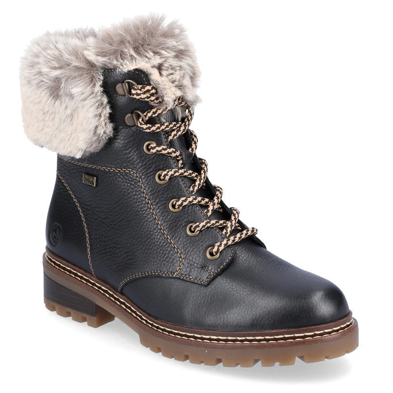 Remonte D0B74 Women's Lace/Zip Winter Boots in Black