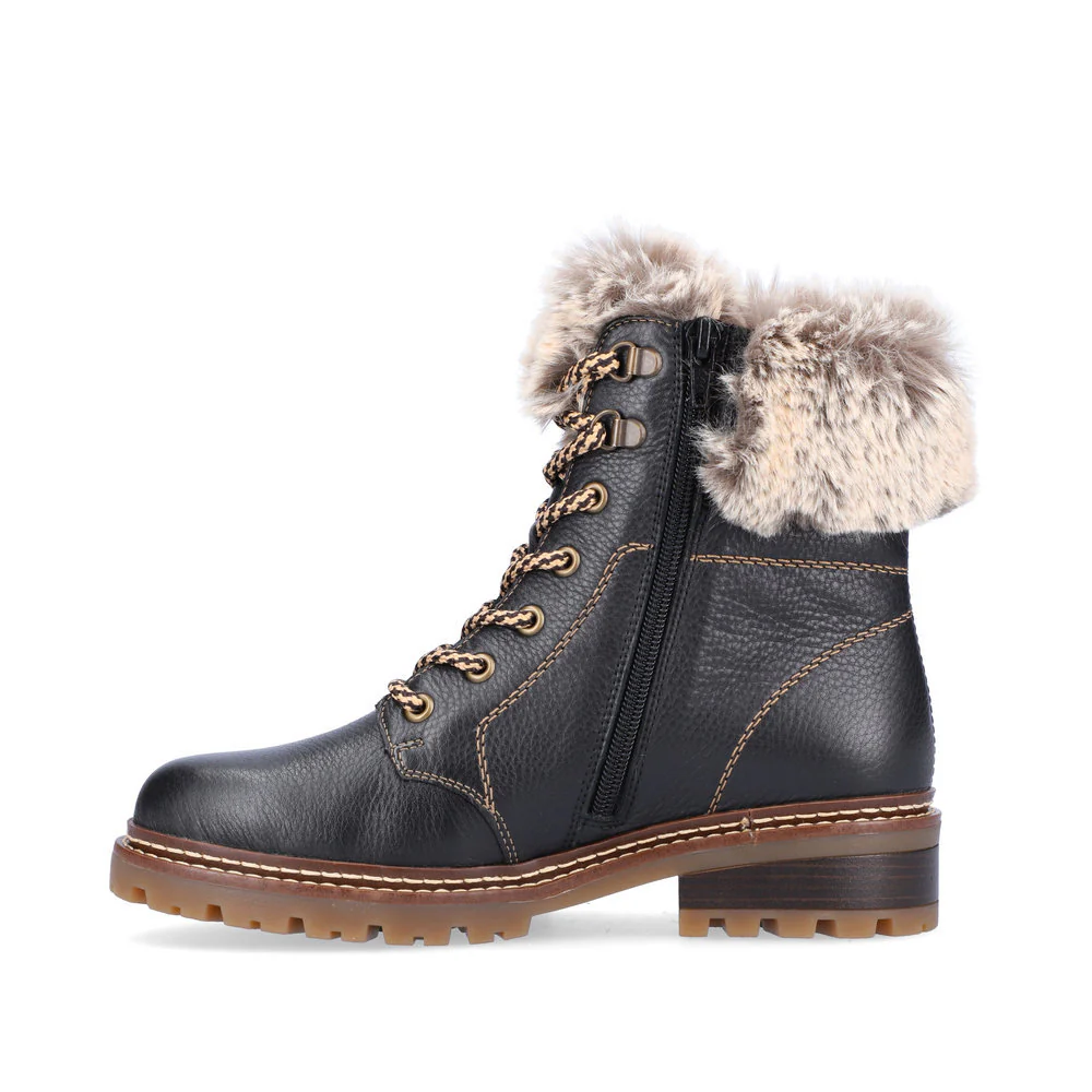 Remonte D0B74 Women's Lace/Zip Winter Boots in Black - Image 2