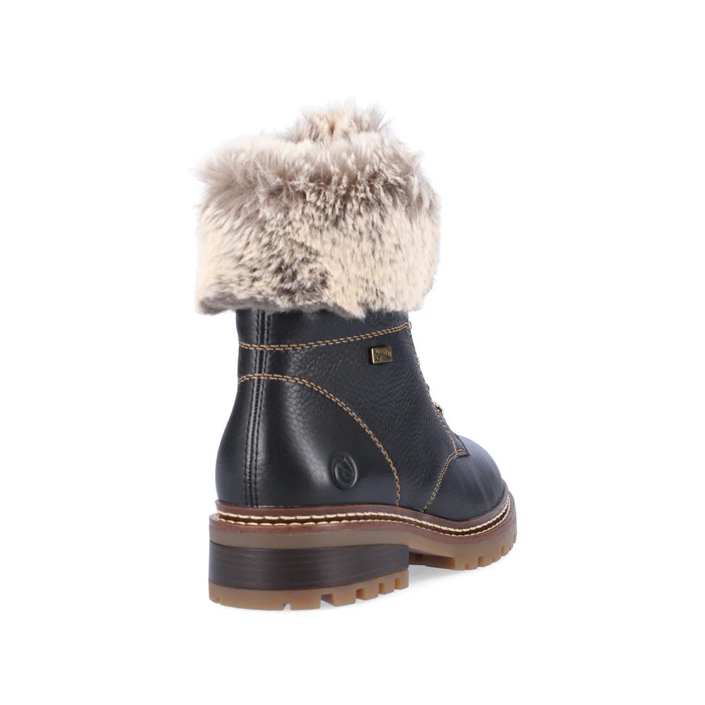 Remonte D0B74 Women's Lace/Zip Winter Boots in Black - Image 3
