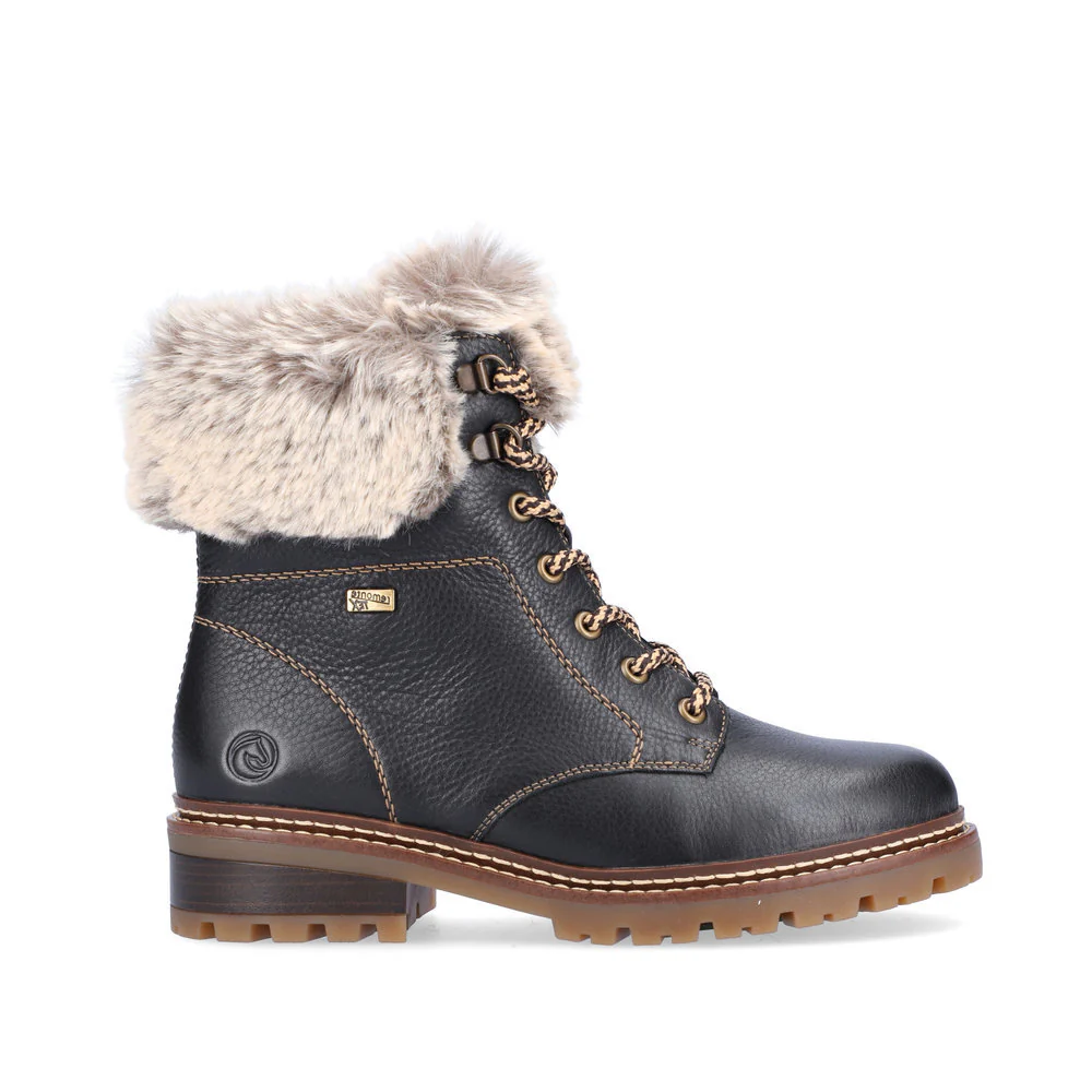 Remonte D0B74 Women's Lace/Zip Winter Boots in Black - Image 4