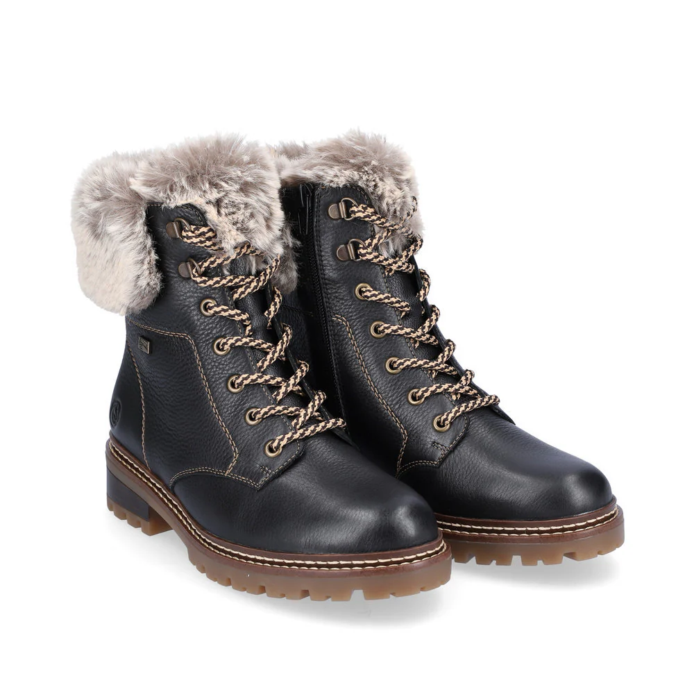 Remonte D0B74 Women's Lace/Zip Winter Boots in Black - Image 5