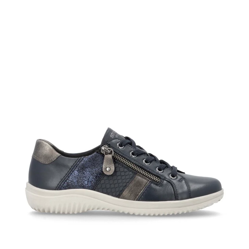 Remonte D1E00 Women's Side Zip Sneaker in Night Blue - Image 4