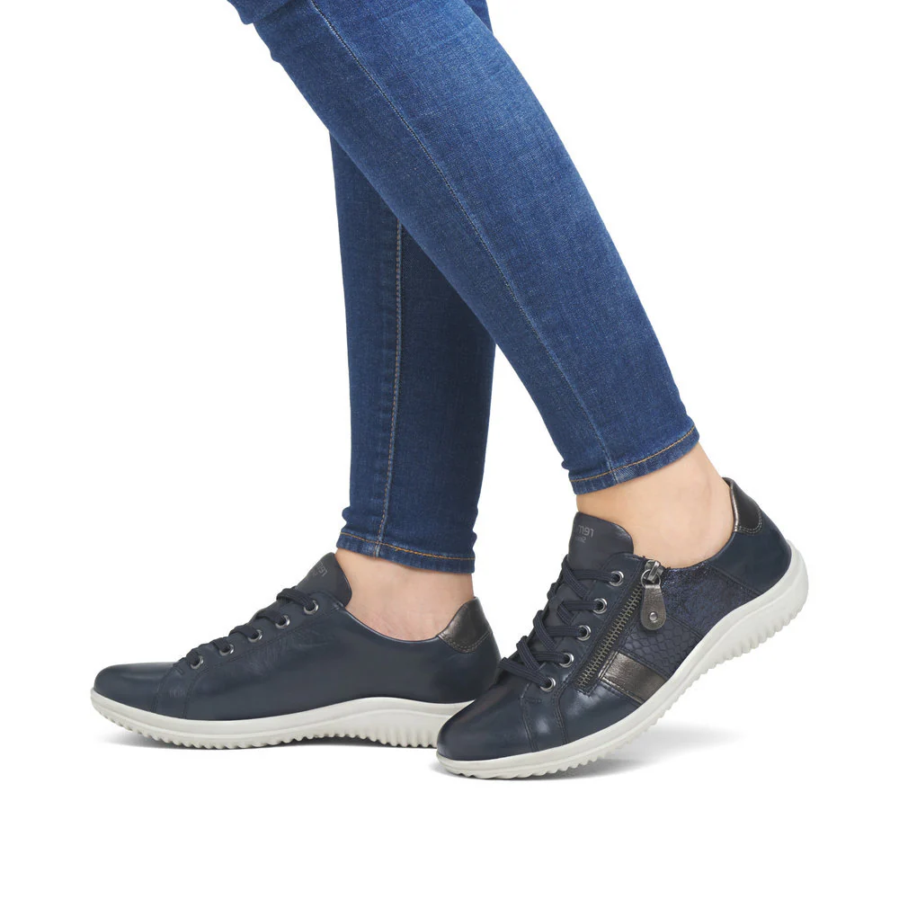 Remonte D1E00 Women's Side Zip Sneaker in Night Blue - Image 8