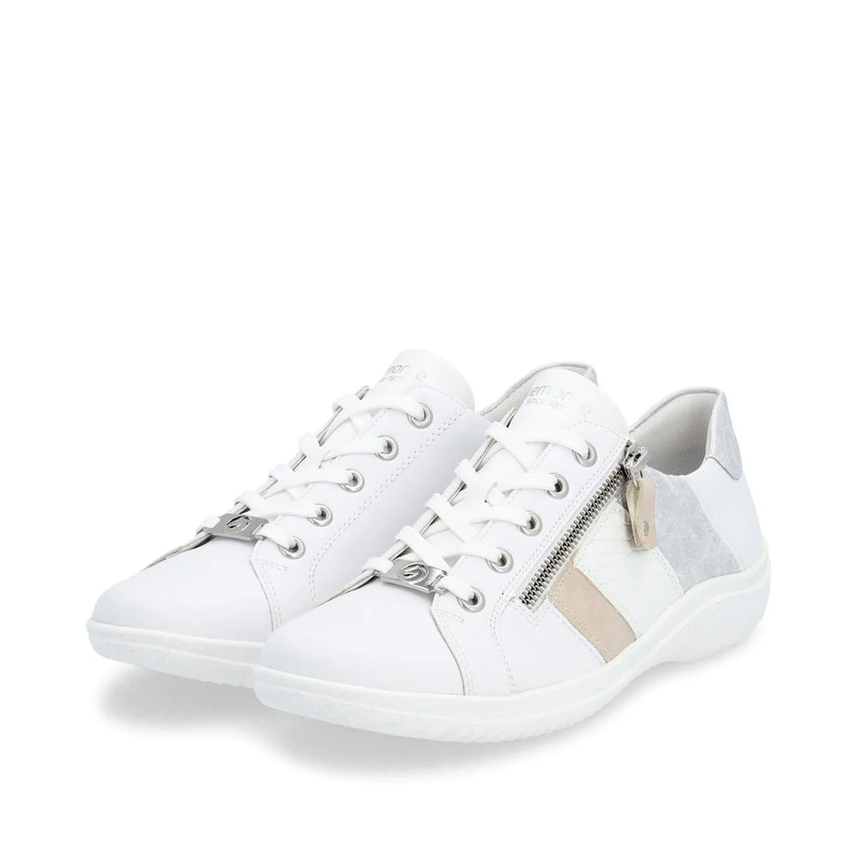 Remonte D1E00 Women's Side Zip Sneaker in White - Image 4
