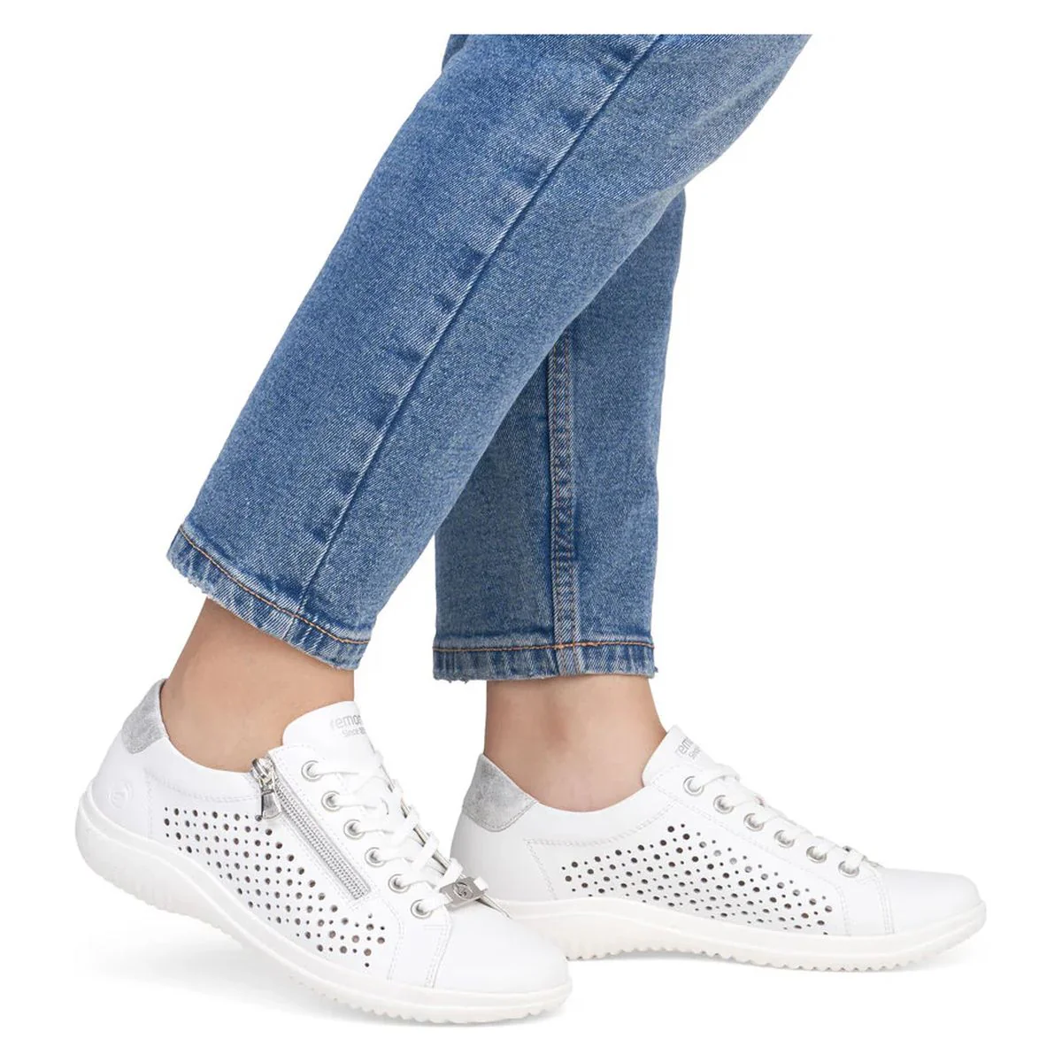 Remonte D1E08 Women's Perforated Real Leather Shoes in White - Image 10