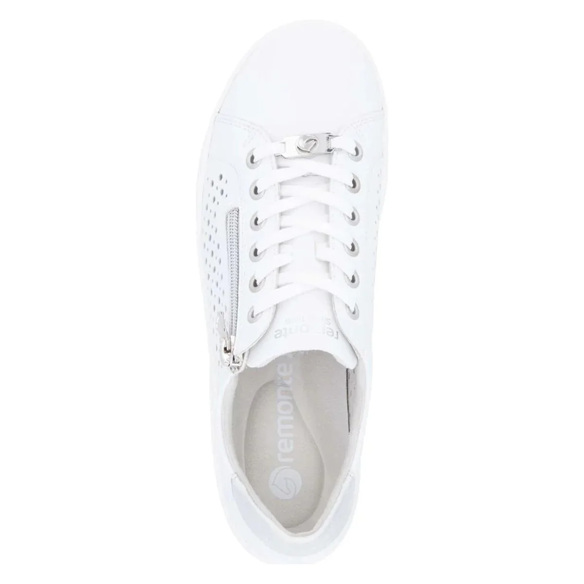 Remonte D1E08 Women's Perforated Real Leather Shoes in White - Image 4