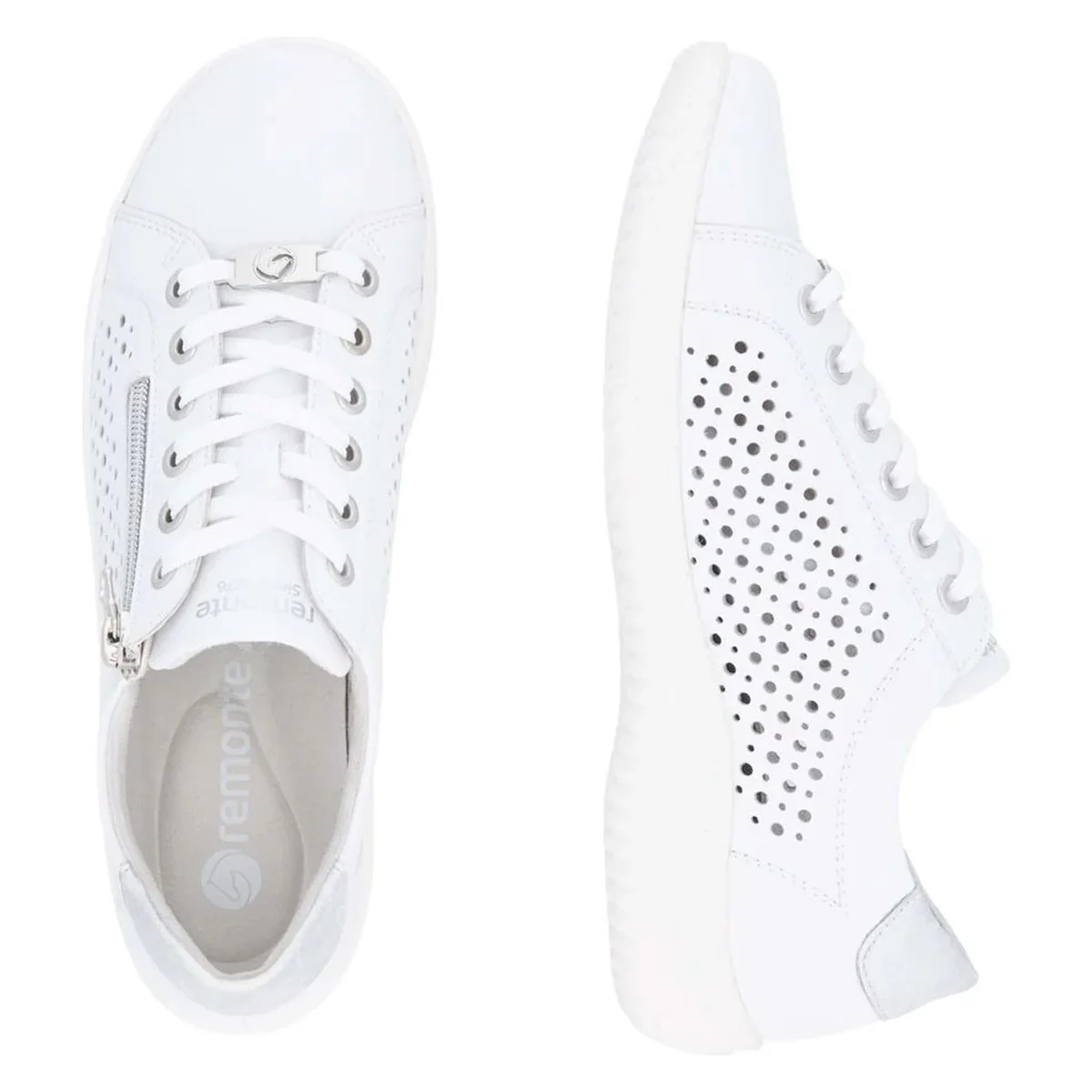 Remonte D1E08 Women's Perforated Real Leather Shoes in White - Image 9