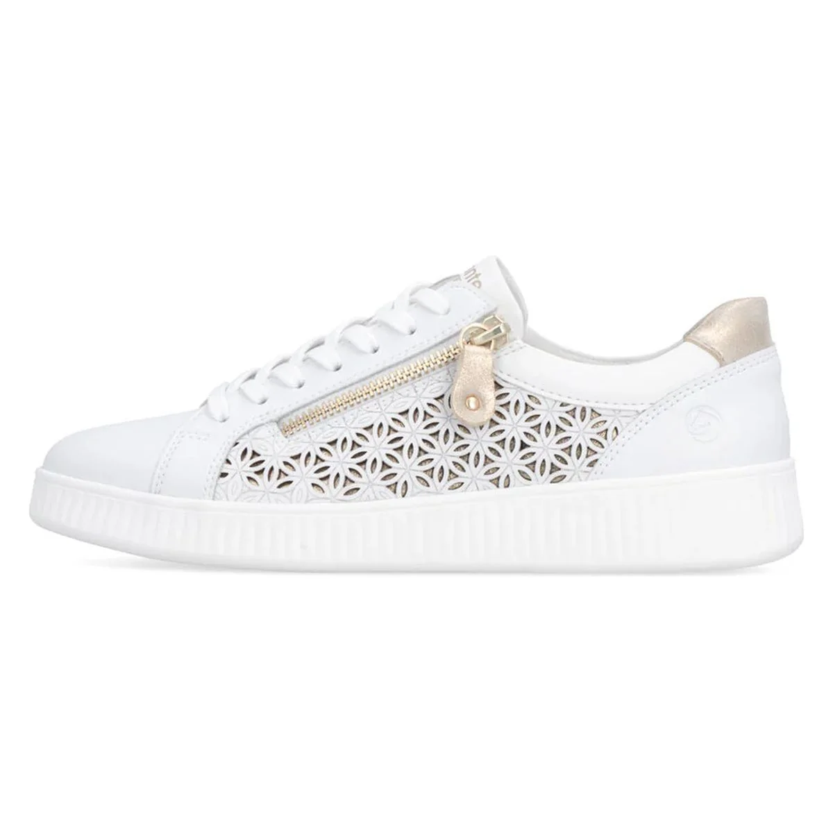 Remonte D2E03 Women's Side Zip Sneaker in White - Image 5