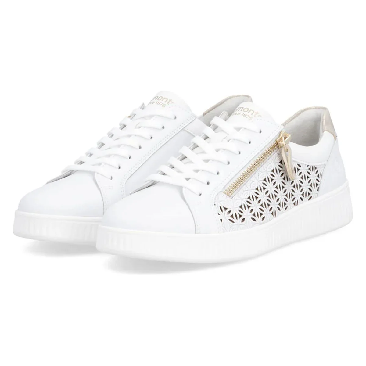 Remonte D2E03 Women's Side Zip Sneaker in White - Image 8