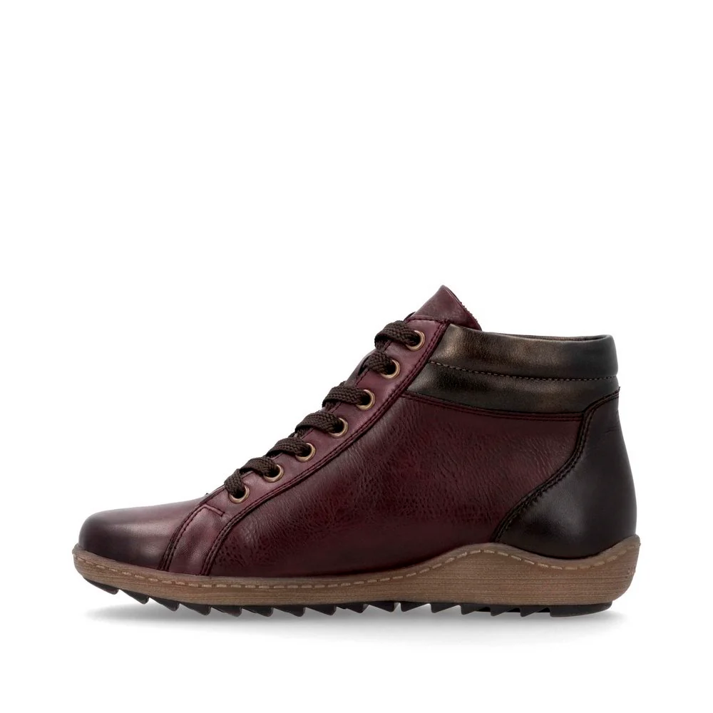 Remonte R1458 Women's Lace Up Boot in Red - Image 2