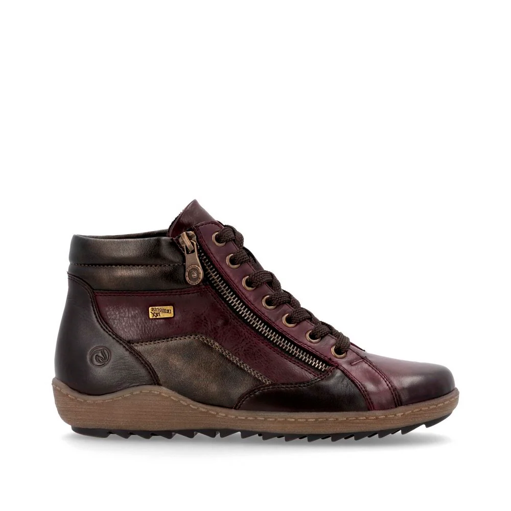 Remonte R1458 Women's Lace Up Boot in Red - Image 4