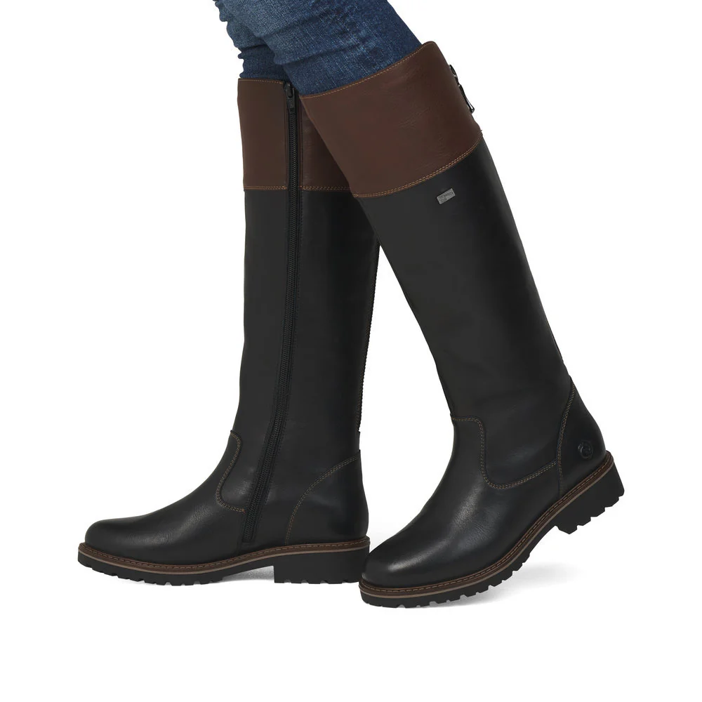 Remonte R6581 Women's High Boots in Black and Brown - Image 7