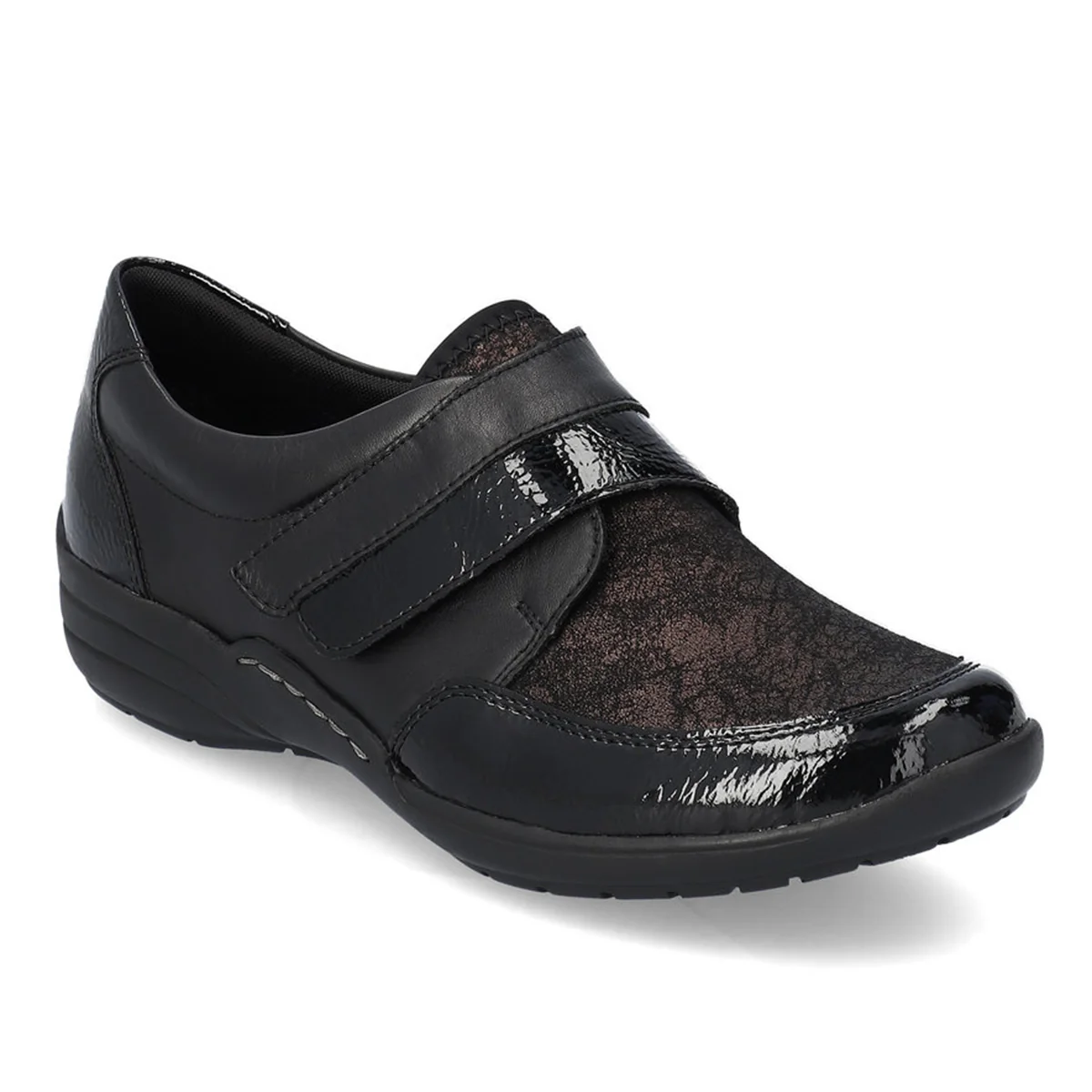 Remonte R7600 Women's Slip On Shoe in Black Floral