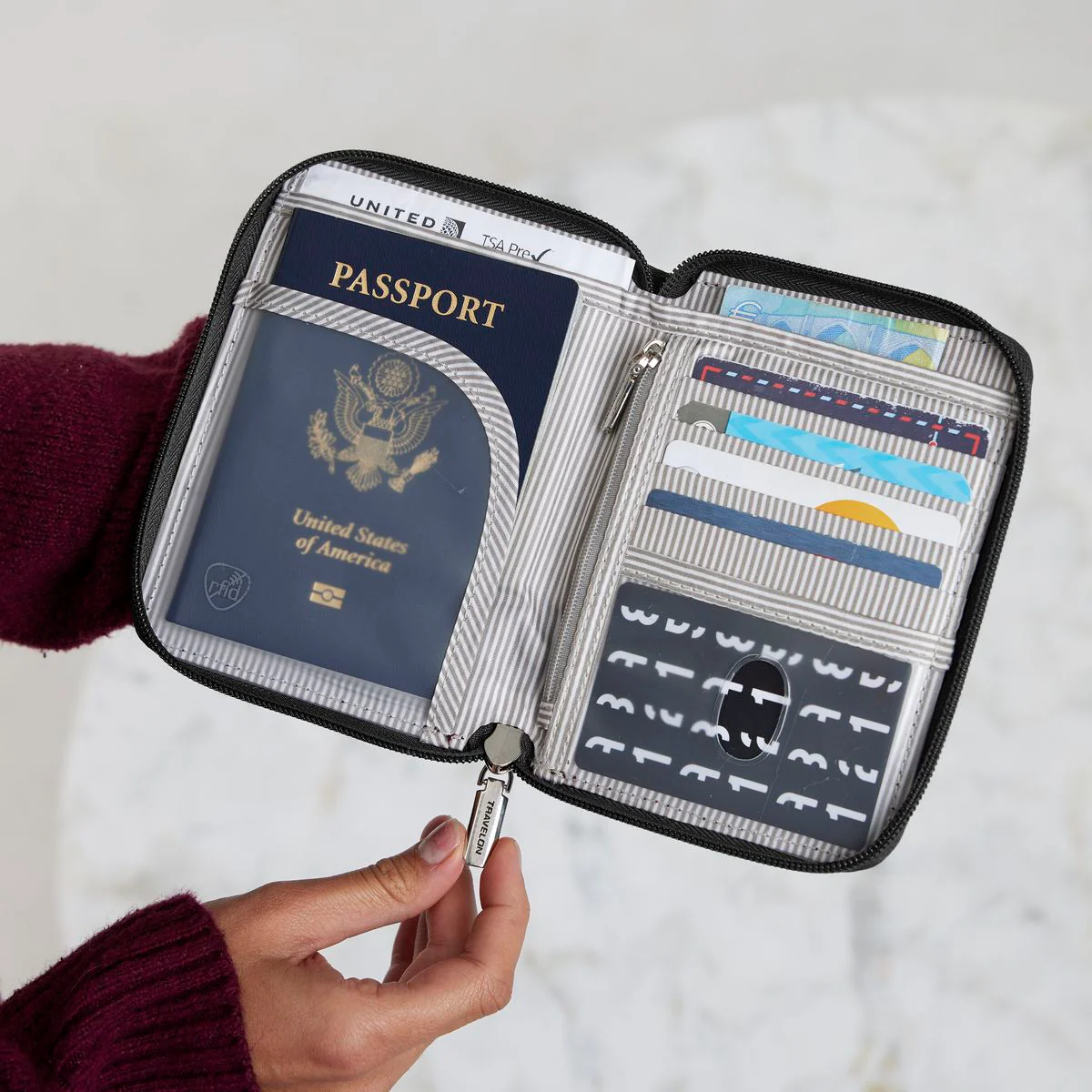RFID Blocking Passport Zip Wallet - Image 2