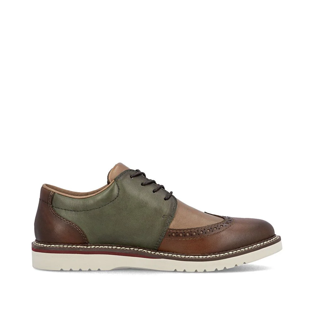 Rieker 04504 Men's Lace Up Wide Shoe in Brown Combination - Image 2