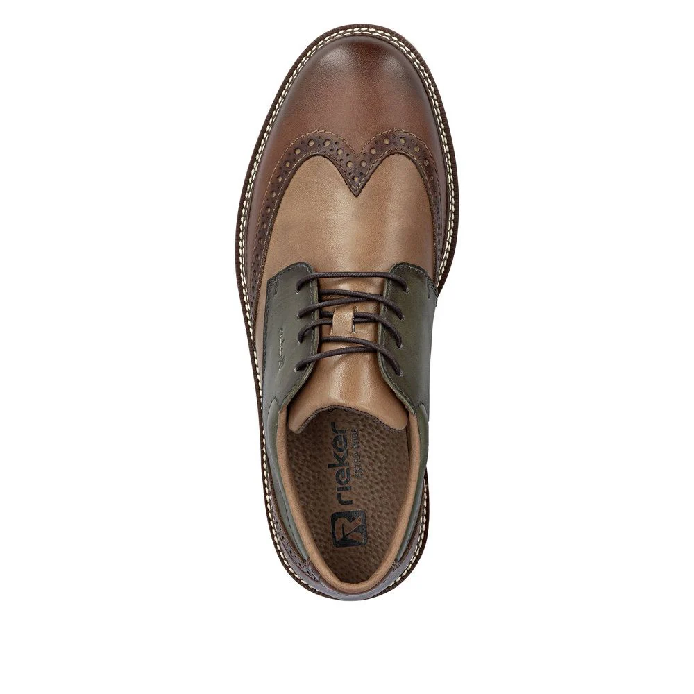 Rieker 04504 Men's Lace Up Wide Shoe in Brown Combination - Image 4
