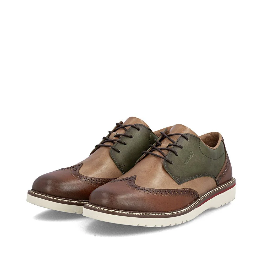 Rieker 04504 Men's Lace Up Wide Shoe in Brown Combination - Image 8