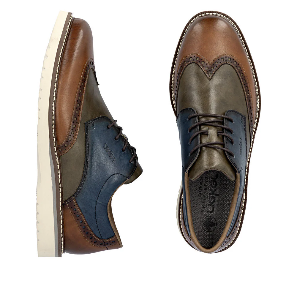 Rieker 04504 Men's Lace Up Wide Shoe in Multi - Image 6