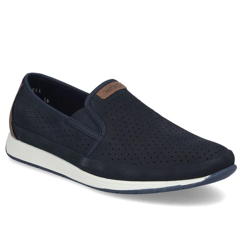 Rieker 11955 Men's Real Leather Shoes in Blue