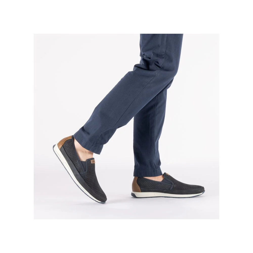 Rieker 11955 Men's Real Leather Shoes in Blue - Image 10