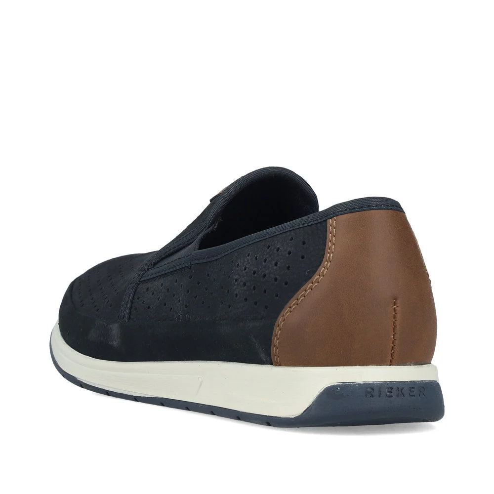 Rieker 11955 Men's Real Leather Shoes in Blue - Image 3