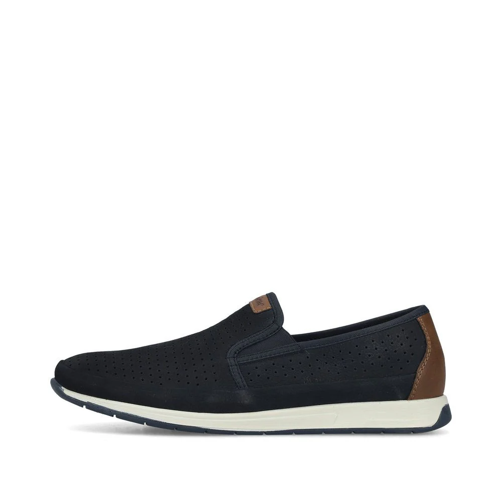 Rieker 11955 Men's Real Leather Shoes in Blue - Image 5