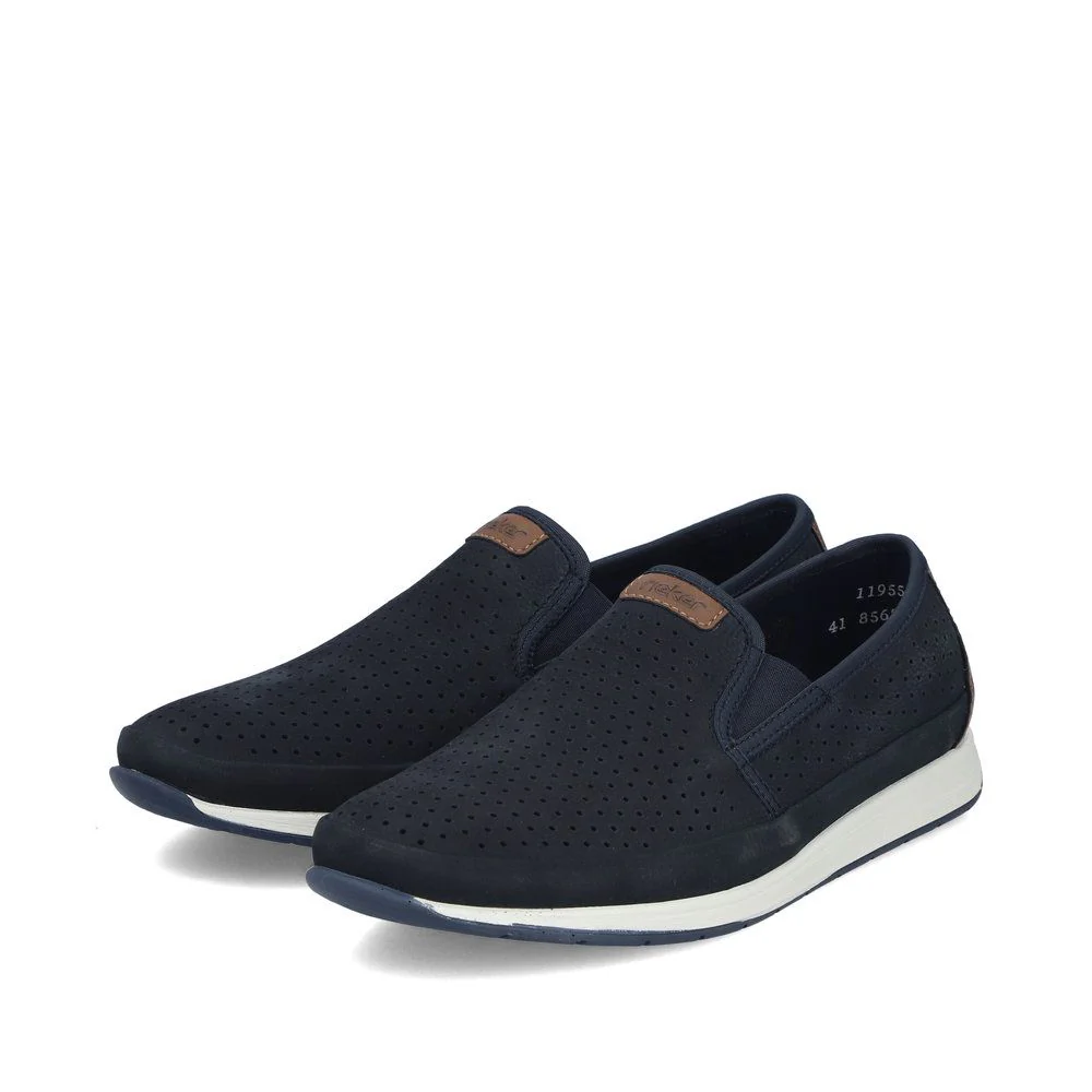 Rieker 11955 Men's Real Leather Shoes in Blue - Image 8