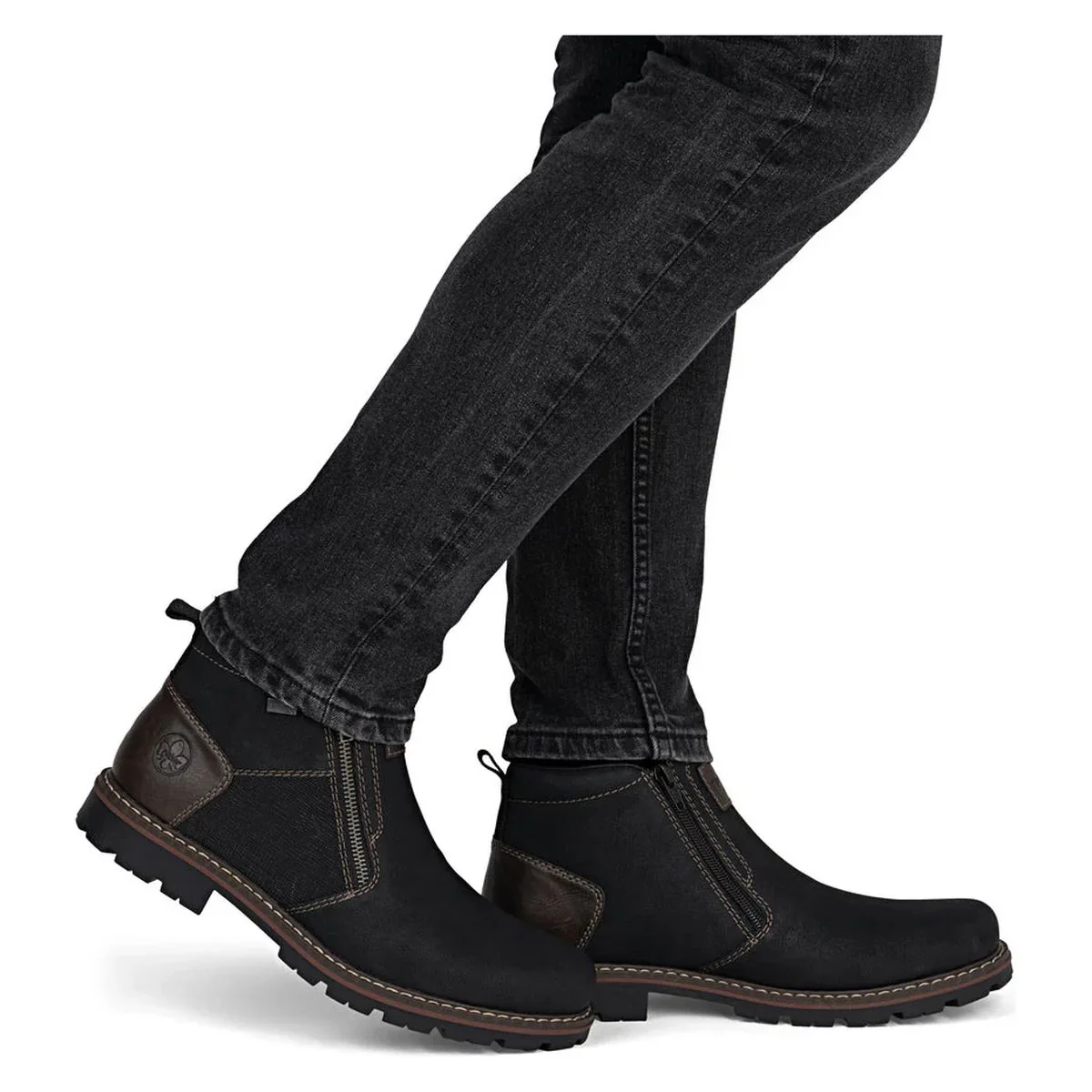 Rieker 37770 Men's Zip Up Ankle Boot in Black - Image 11