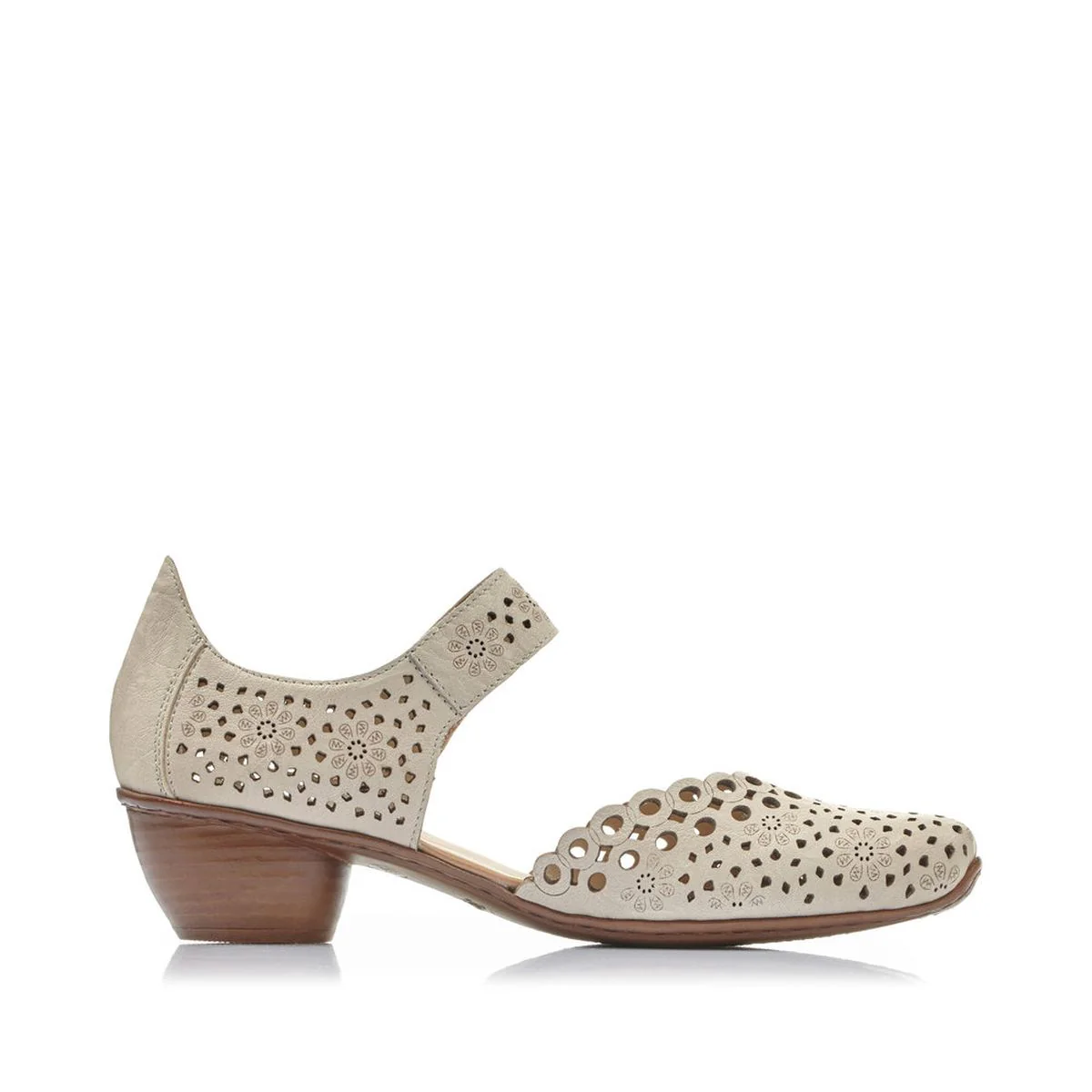 Rieker 43753-60 Women’s Alula Leather Strap Summer Shoes Beige - Image 2