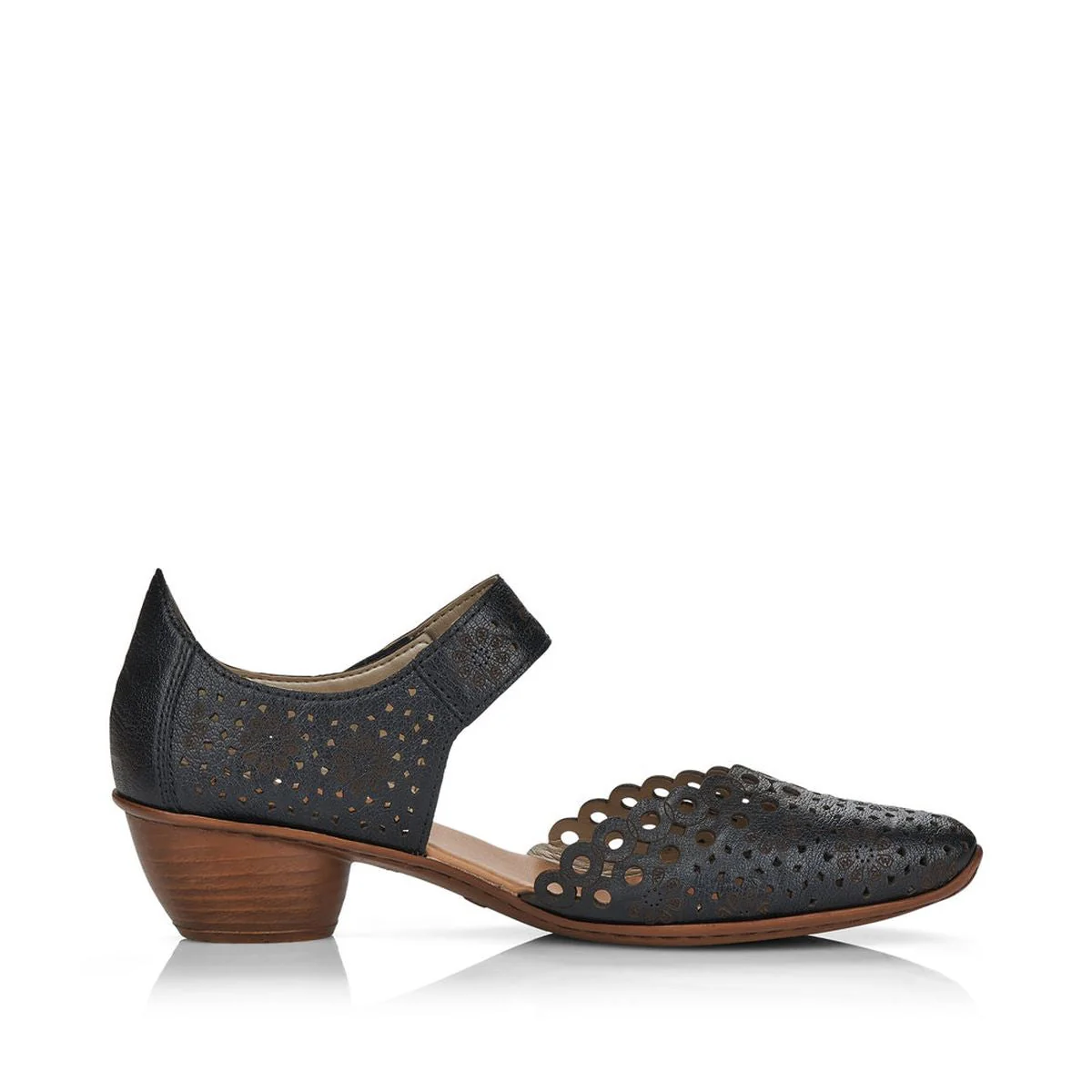Rieker 43753-00 Women’s Alula Leather Strap Summer Shoes Black - Image 2