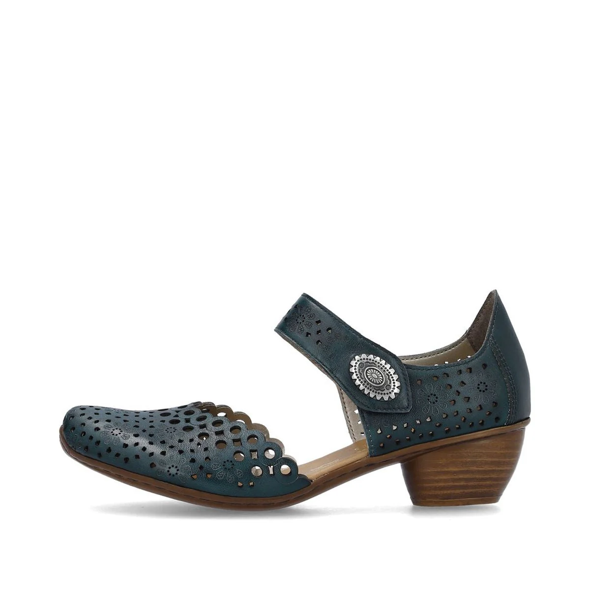 Rieker 43753-13 Women’s Alula Leather Strap Summer Shoes Petrol - Image 4