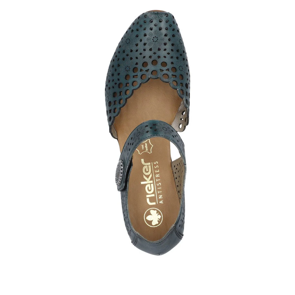 Rieker 43753-13 Women’s Alula Leather Strap Summer Shoes Petrol - Image 6