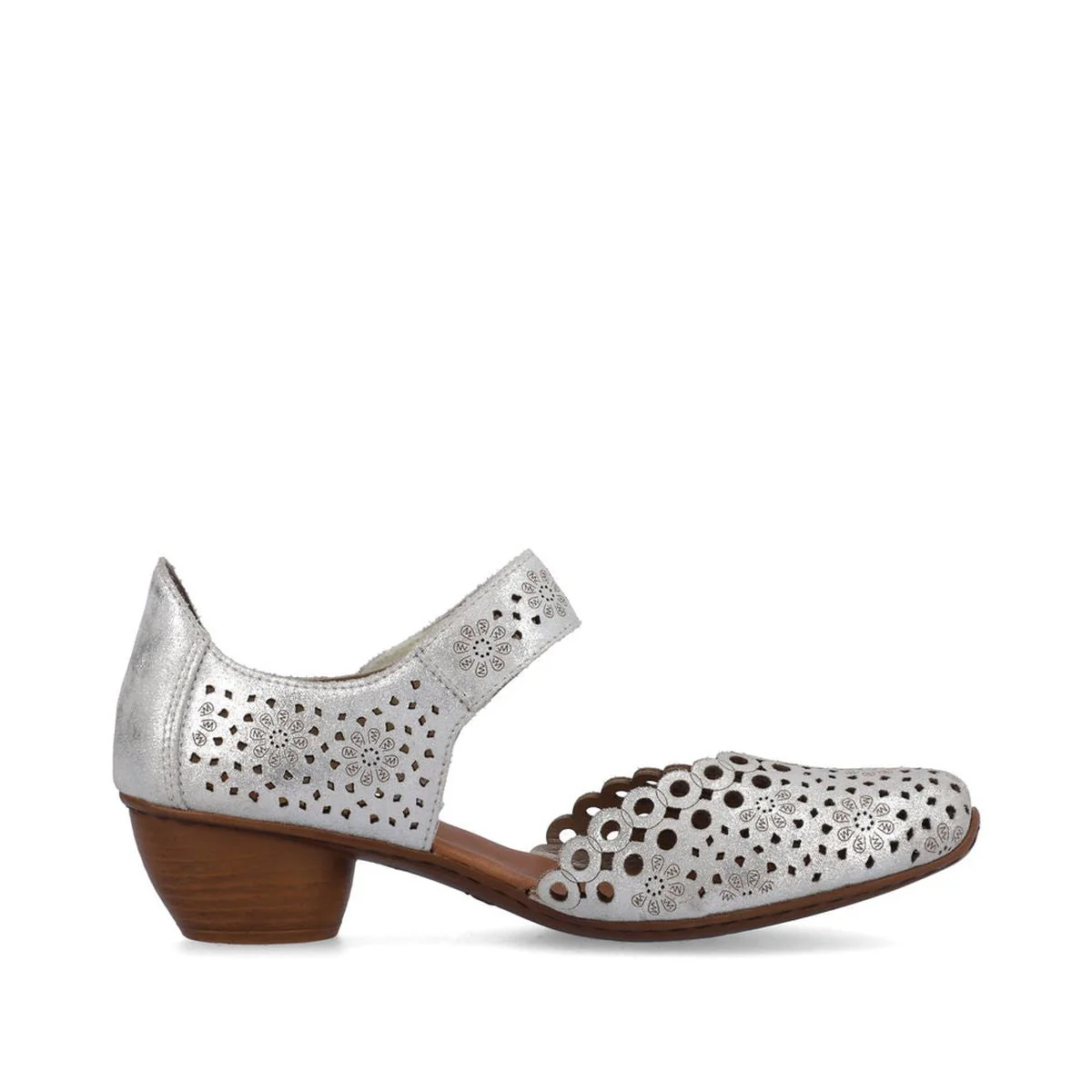 Rieker 43753-90 Women’s Alula Leather Strap Summer Shoes Silver - Image 2