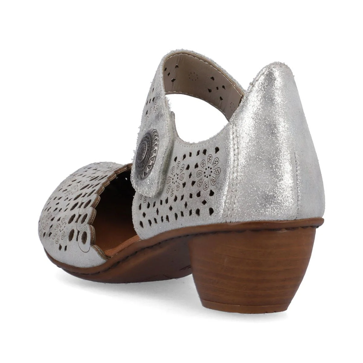 Rieker 43753-90 Women’s Alula Leather Strap Summer Shoes Silver - Image 3