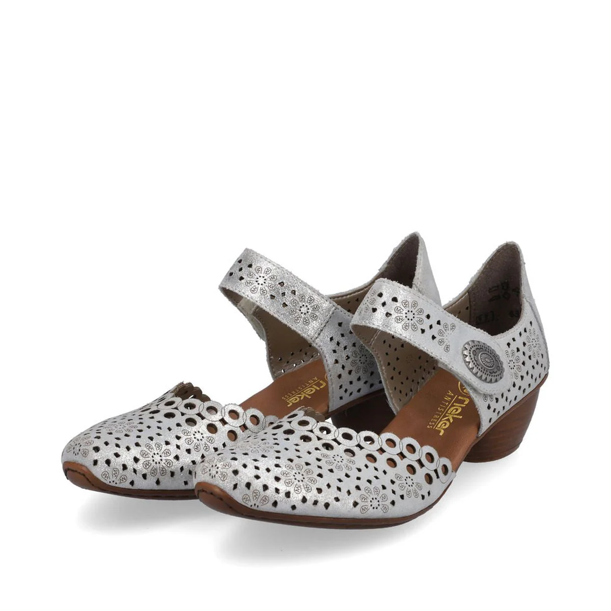 Rieker 43753-90 Women’s Alula Leather Strap Summer Shoes Silver - Image 5