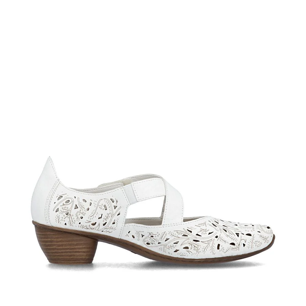 Rieker 43773 Women’s Leather Strap Shoes in White - Image 2