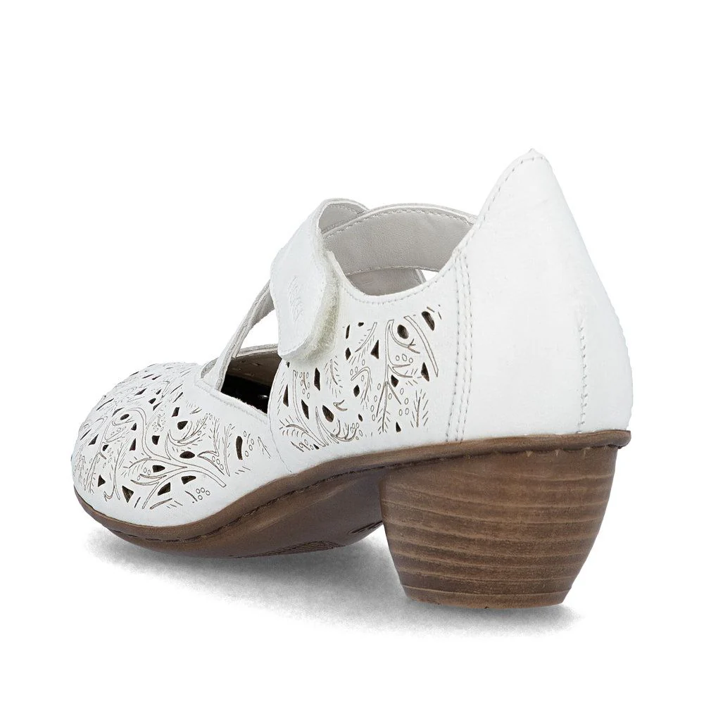 Rieker 43773 Women’s Leather Strap Shoes in White - Image 3