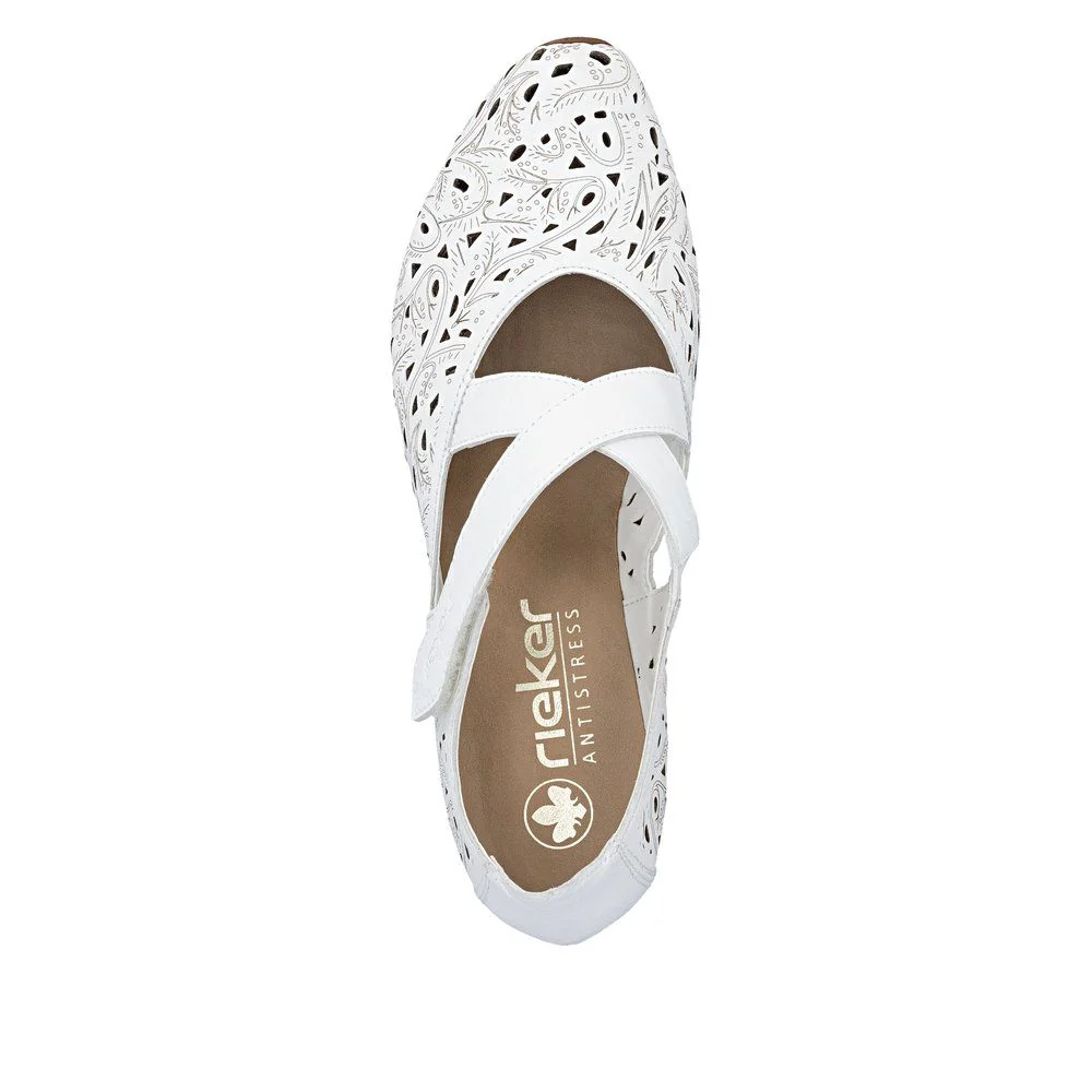 Rieker 43773 Women’s Leather Strap Shoes in White - Image 4
