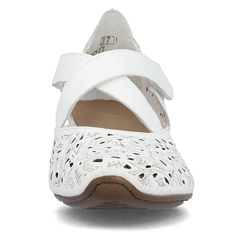 Rieker 43773 Women’s Leather Strap Shoes in White - Image 6
