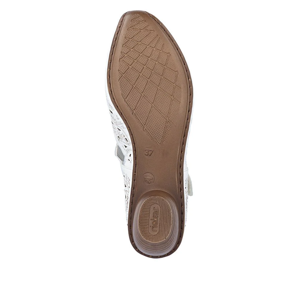 Rieker 43773 Women’s Leather Strap Shoes in White - Image 7
