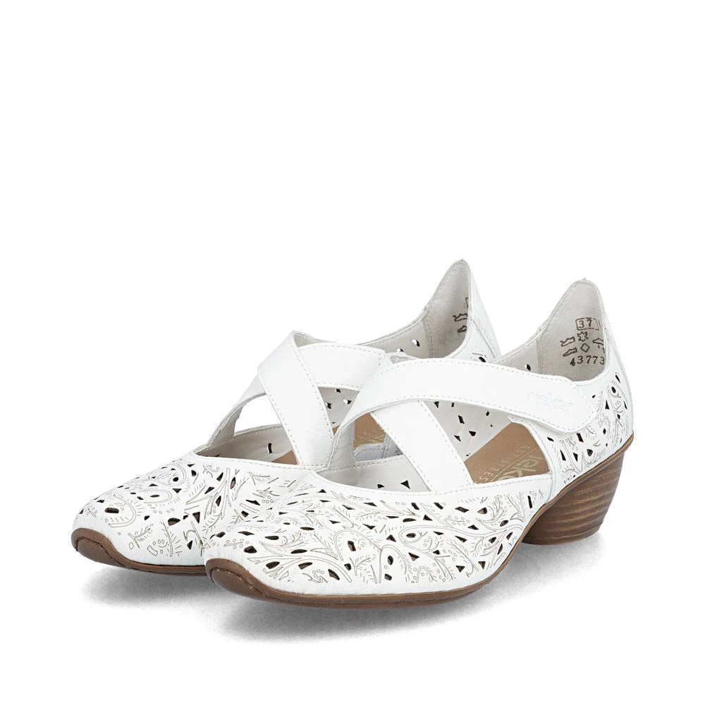 Rieker 43773 Women’s Leather Strap Shoes in White - Image 8