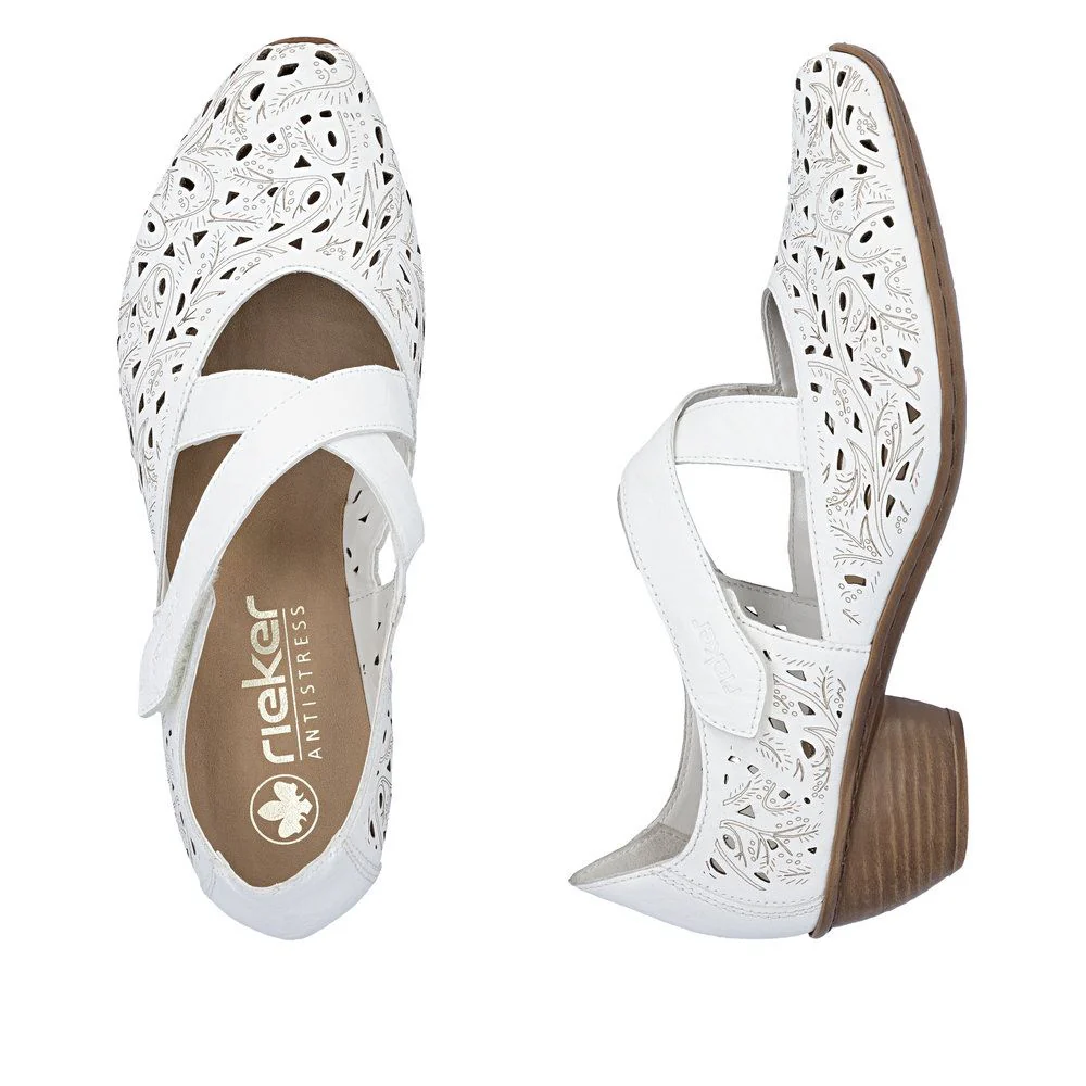 Rieker 43773 Women’s Leather Strap Shoes in White - Image 9
