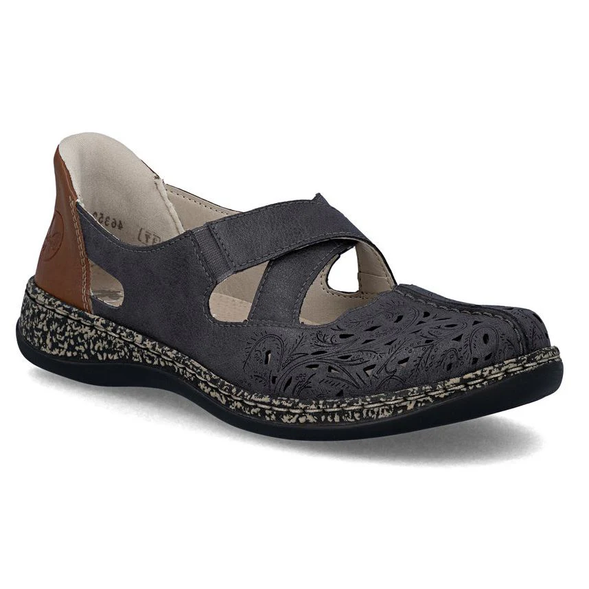 Rieker 46352 Women's Real Leather Ready To Go Shoes in Grey